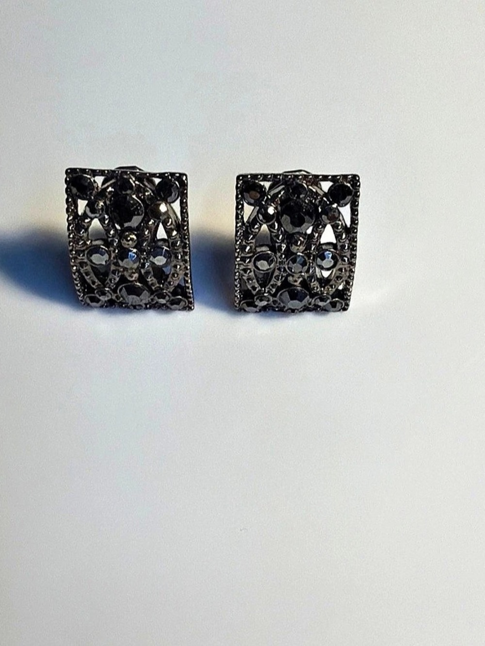 Monet Black Crystal Clip-On Earrings